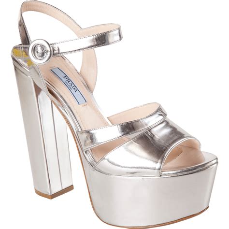 silver prada platforms|prada high heel platform sandals.